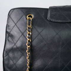 Chanel Vintage Supermodel Quilted Lambskin Black Tote 24K Gold