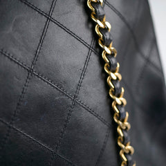 Chanel Vintage Supermodel Quilted Lambskin Black Tote 24K Gold