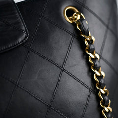 Chanel Vintage Supermodel Quilted Lambskin Black Tote 24K Gold
