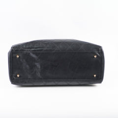 Chanel Vintage Supermodel Quilted Lambskin Black Tote 24K Gold