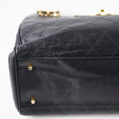 Chanel Vintage Supermodel Quilted Lambskin Black Tote 24K Gold