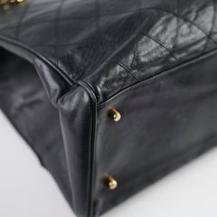 Chanel Vintage Supermodel Quilted Lambskin Black Tote 24K Gold