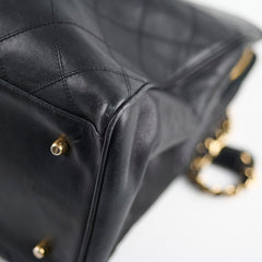 Chanel Vintage Supermodel Quilted Lambskin Black Tote 24K Gold