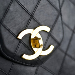 Chanel Vintage Supermodel Quilted Lambskin Black Tote 24K Gold