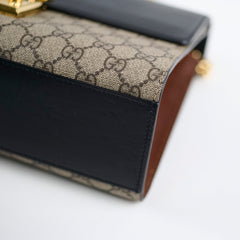Gucci GG Supreme Padlock Medium Shoulder Bag Black/Brown