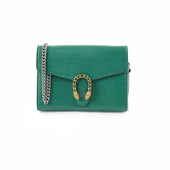 Gucci Dionysus Green Leather Wallet On Chain