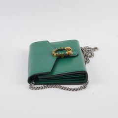 Gucci Dionysus Green Leather Wallet On Chain