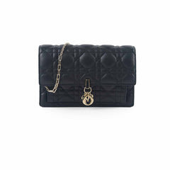 Dior My Dior Daily Pouch with Chain Lambskin Black