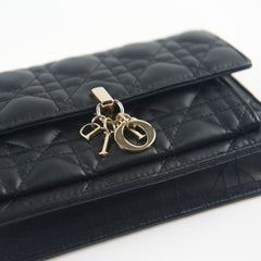 Dior My Dior Daily Pouch with Chain Lambskin Black