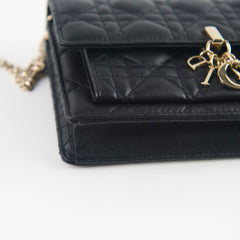 Dior My Dior Daily Pouch with Chain Lambskin Black
