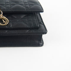 Dior My Dior Daily Pouch with Chain Lambskin Black
