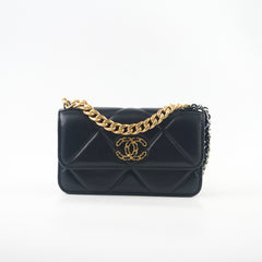 Chanel 19 Mini Wallet On Chain WOC Lambskin Black (Microchipped)