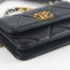 Chanel 19 Mini Wallet On Chain WOC Lambskin Black (Microchipped)