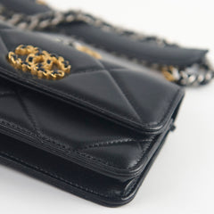 Chanel 19 Mini Wallet On Chain WOC Lambskin Black (Microchipped)