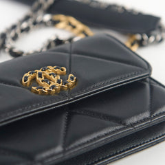 Chanel 19 Mini Wallet On Chain WOC Lambskin Black (Microchipped)