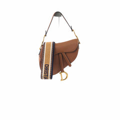 Dior Saddle Medium Caramel Brown with Guitar Strap