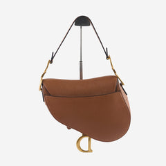 Dior Saddle Medium Caramel Brown with Guitar Strap