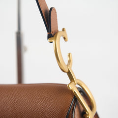 Dior Saddle Medium Caramel Brown with Guitar Strap
