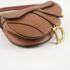 Dior Saddle Medium Caramel Brown with Guitar Strap