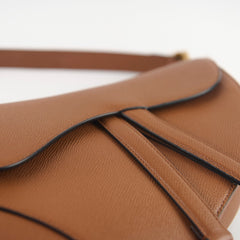 Dior Saddle Medium Caramel Brown with Guitar Strap