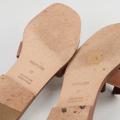 Hermes Oran Gold Sandals Size 37