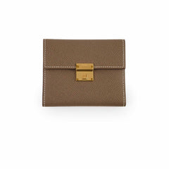 Hermes Clic Card Case Etoupe GHW Epsom