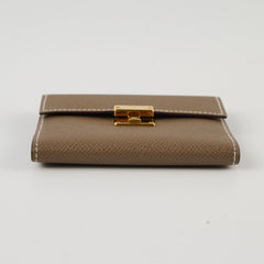 Hermes Clic Card Case Etoupe GHW Epsom