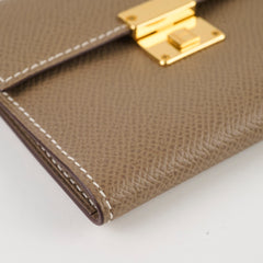 Hermes Clic Card Case Etoupe GHW Epsom
