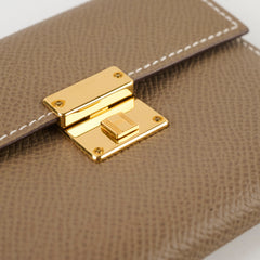 Hermes Clic Card Case Etoupe GHW Epsom