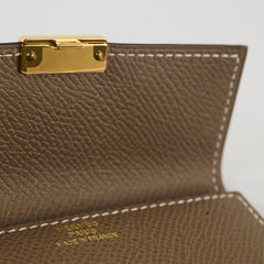 Hermes Clic Card Case Etoupe GHW Epsom