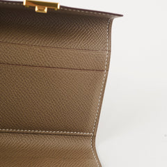 Hermes Clic Card Case Etoupe GHW Epsom