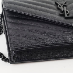 Saint Laurent Cassandre Matelasse Wallet On Chain WOC So Black