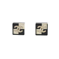 Chanel Black/White Checkerboard Stud Earrings