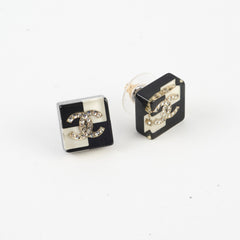 Chanel Black/White Checkerboard Stud Earrings