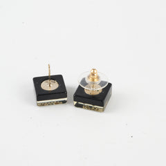 Chanel Black/White Checkerboard Stud Earrings