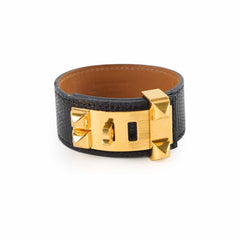 Hermes Collier de Chien 24 Lizard Black Bracelet T2