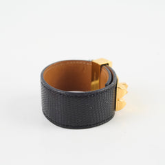 Hermes Collier de Chien 24 Lizard Black Bracelet T2