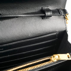 Saint Laurent Croc Embossed Wallet on Chain
