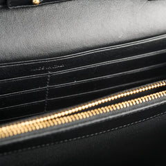 Saint Laurent Croc Embossed Wallet on Chain