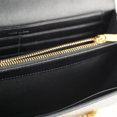 Saint Laurent Croc Embossed Wallet on Chain