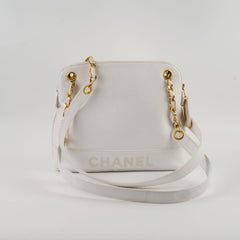 Chanel Vintage Shoulder Bag Caviar White (4 series)