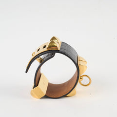 Hermes Collier De Chien T2 Croc Black Bracelet