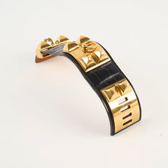 Hermes Collier De Chien T2 Croc Black Bracelet