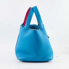 Hermes Picotin Lock 22 Eclat Blue frida/Rose mexico Y Stamp