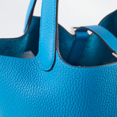 Hermes Picotin Lock 22 Eclat Blue frida/Rose mexico Y Stamp