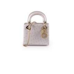 Christian Dior Mini Lady Dior Pearlly White Ostritch