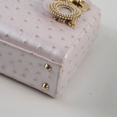 Christian Dior Mini Lady Dior Pearlly White Ostritch