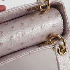 Christian Dior Mini Lady Dior Pearlly White Ostritch