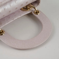 Christian Dior Mini Lady Dior Pearlly White Ostritch