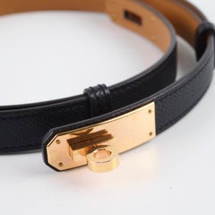 Kelly 18 Belt Black, Rose Gold HW